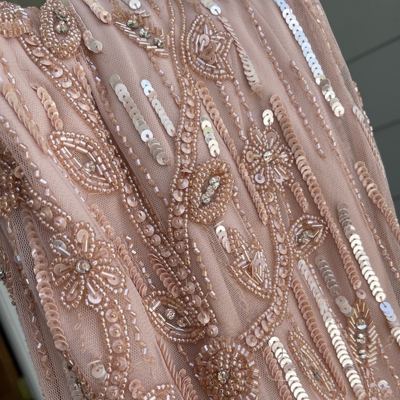 MAC DUGGAL Wrap Front Beaded Cape Gown NEW Blush Pink Size 10 Dress - Picture 14 of 15